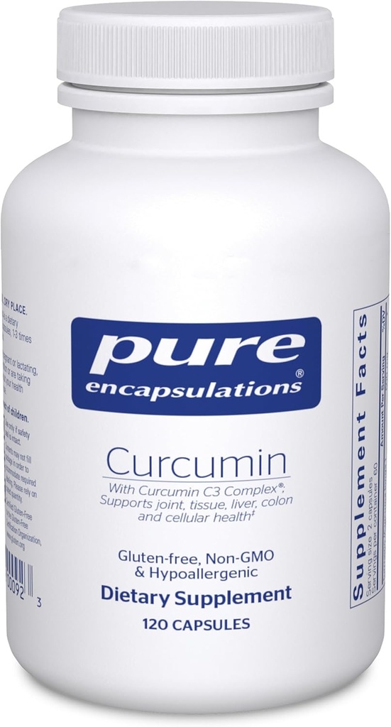 Encapsulaciones puras Curcumin - 500 mg - Supports Joint Health & Liver Health - Curcuma Longa Capsule - Non-GMO & Vegan - 120 cápsulas