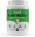 Lean1 Polvo de proteína de base vegetal, sustitución de la comida, sabor de vainilla, proteína limpia, 15 servicios