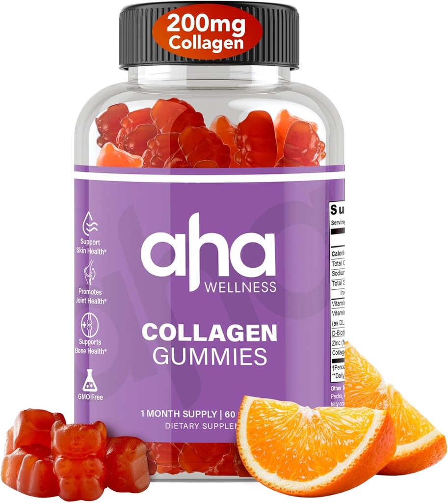 Collagen Gummies, Hair, Skin, " Nails Collagen Support Supplement, 200mg of Collagen Peptides, Collagen for Women " Men, Colageno, Vitamina C, Vitamina E, " Zinc, Non-GMO, 30 Servings