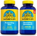 La vida de la naturaleza Nutrir Monolaurin 1000mg 250ct y proteger el cinc Picolinate 30mg 250ct - Gut Health and Immune Support Suplementos - Monolaurin from Raw Coconuts, Chelated Zinc - 60-Day Guarantee