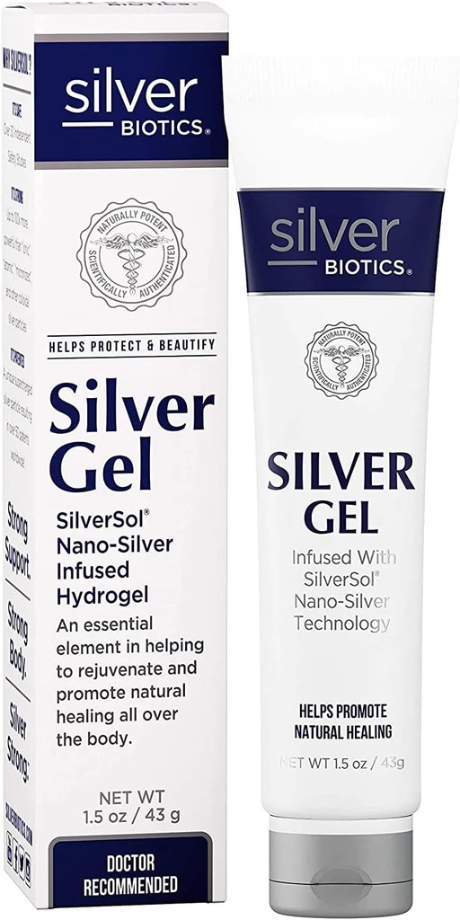 American Biotech Labs Silver Biotics Patented Multivalent SilverSol 20 PPM Soothing Skin Gel ← Versatile 1.5 oz para Skin Comfort y Bienestar