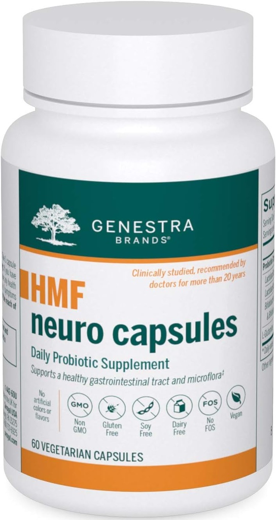 Genestra Marcas HMF Neuro Capsule - Mujeres, Hombres &amp; Niños Probióticos - para Gut Health - 60 cápsulas