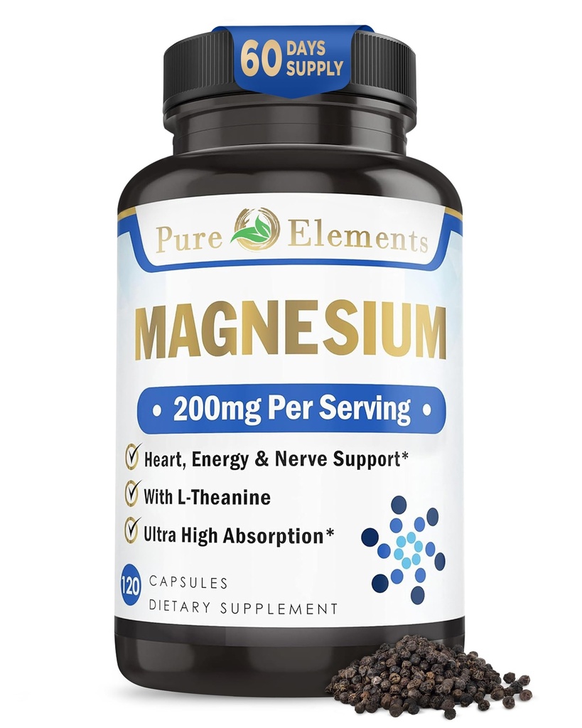 Magnesium Glycinate with L-Theanine,Potassium and Black peper - Ultra High Absorption, 120ct