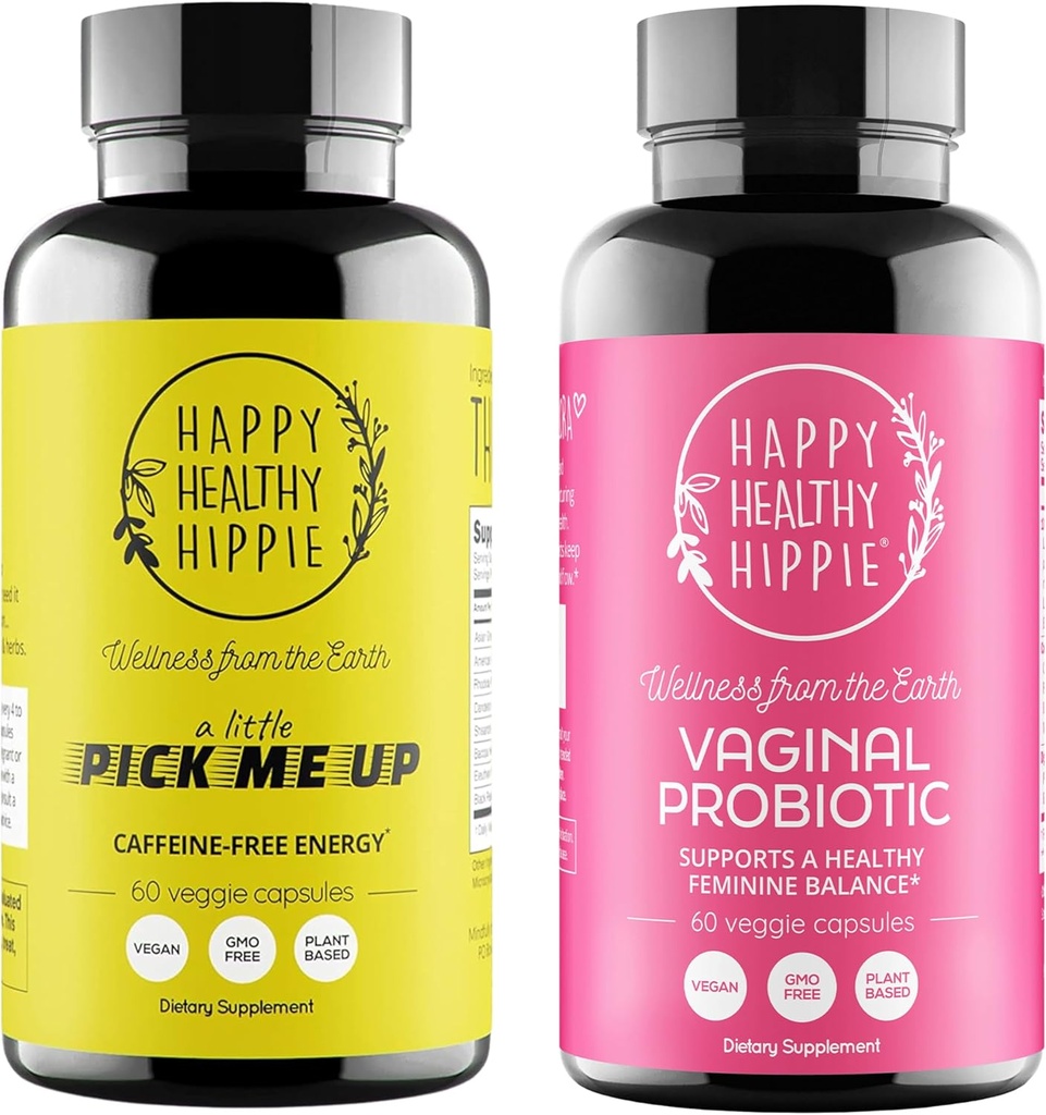 Happy Healthy Hippie Vaginal Probiotics for Women &amp; Pick Me Up Natural Energy Pills