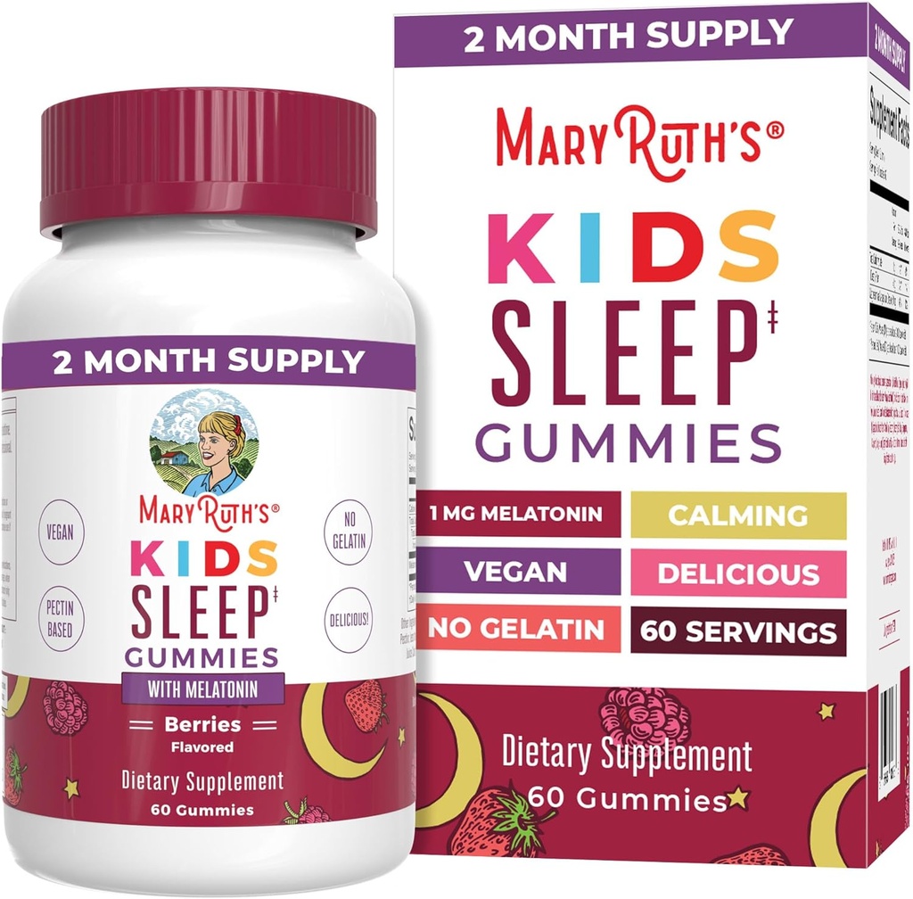 MaryRuth Organics Melatonin Gummies for Kids ← 2 Month Supply ← Sleep Gummy for Kids Ages 4+ ← Melatonin 1 mg Silencio Relajación " Sleep Support ← Vegan ← Gluten Free ← 60 Conde