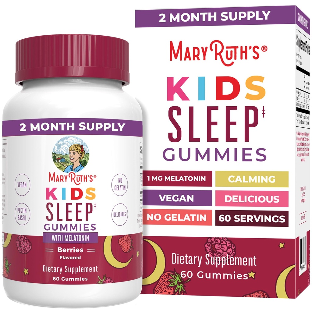 MaryRuth Organics Melatonin Gummies for Kids ← 2 Month Supply ← Sleep Gummy for Kids Ages 4+ ← Melatonin 1 mg Silencio Relajación " Sleep Support ← Vegan ← Gluten Free ← 60 Conde
