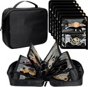 Travel Jewelry Organizer Case,Jewelry Bags for Traveling, Jewelry Binder with 24 Pcs Clear Zipper Velvet Pouches for Storing Earrings, Rings, Necklace, Bracelet, Watch (Black)