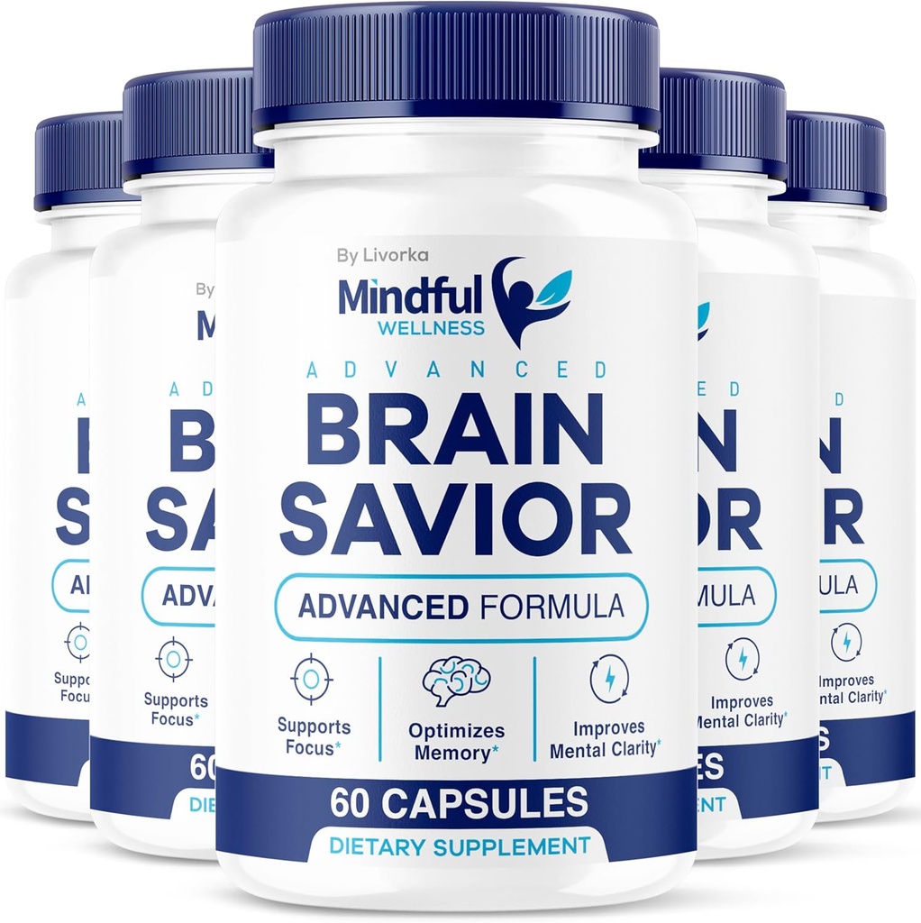 (5 Pack) Mindful Wellness Advanced Brain Salvador Capsules, Official Mindful Wellness Supplement Pills, Mindful Wellness Support Capsules Premium Fórmula - All Natural Pills, 300 cápsulas para 5 meses