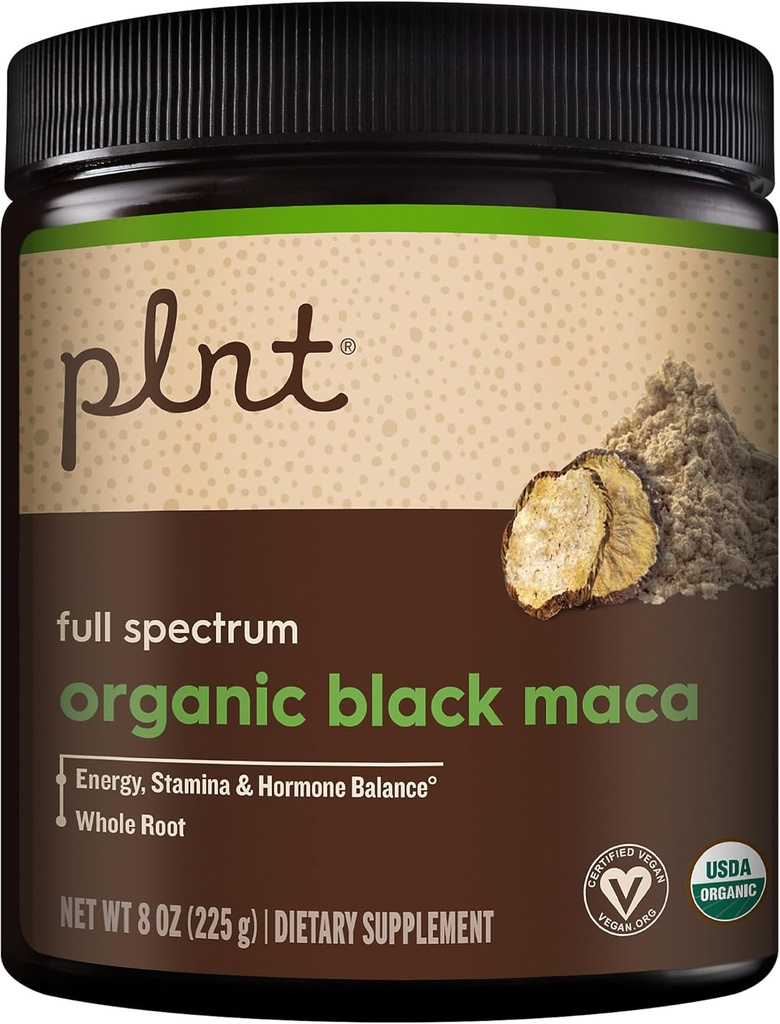 Ecológico negro Maca Powder Full Spectrum - Soporta energía, resistencia, &amp; Saldo hormonal (8 oz./45 Servings)