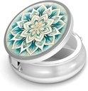 Pill Box-3 Compartment Small Pill Case for Purse &amp; Pocket Mini Metal Pill Holder Travel Pill Container to Hold Supplements Vitamins BPA-Free (Green Mandala)