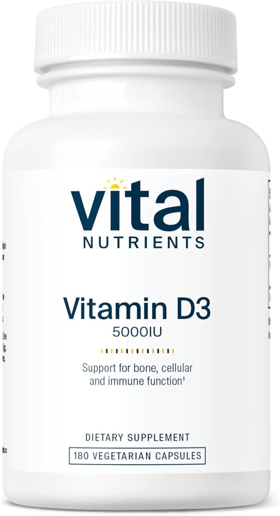 Nutrientes Vitales Vitamina D 5000 UI ← Vitamina D3 Suplemento ← Huesos saludables, dientes, músculos* Anterior Función celular e inmunitaria ANTE Calcium Absorption  Gluten, Dairy and Soy Free TEN 180 cápsulas