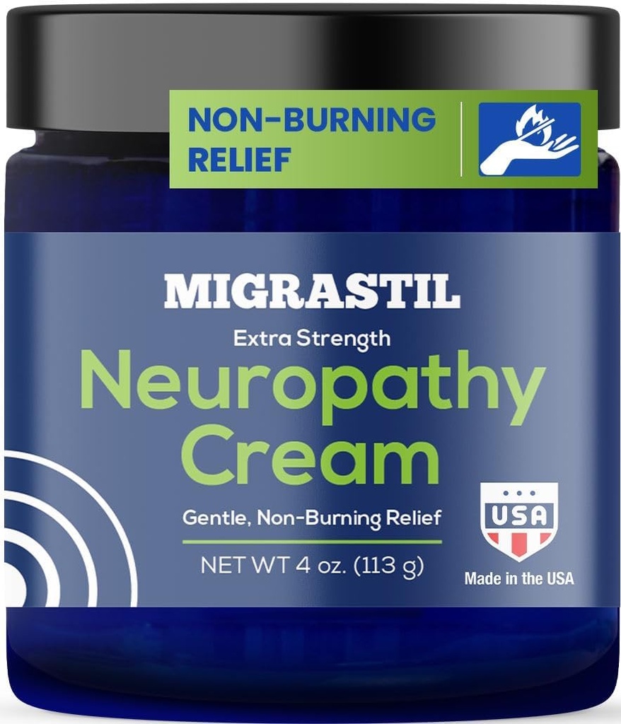 Criatura básica de Vigor Migrastil Neuropatía Alivio Crema de fuerza extra para pies, piernas y manos. Hecho en Estados Unidos. Vegan y Cruelty-Free, No-Greasy, Gentle, No-Burning with Cooling Effect (4 oz.)