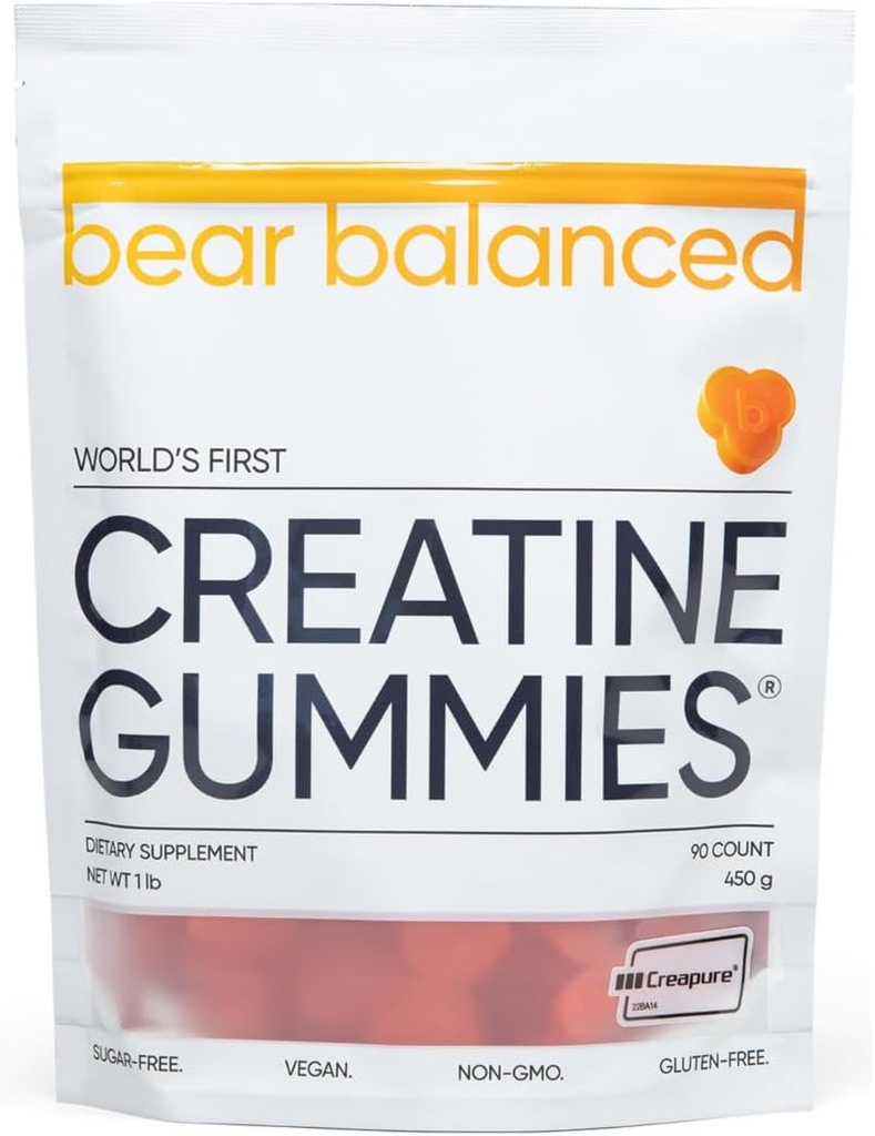 Gummies de la creatina equilibrada para hombres y mujeres - Creapure® Monohidrato de crema, L-Theanine, L-Tyrosine &amp; B12 para el crecimiento muscular, fuerza, enfoque, energía &amp; salud - baja calorías, libre de azúcar, " Vegan