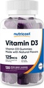 Nutricost Vitamina D3 Gummies 5,000 UI (125mcg), 120 Gummies - Mixed Berry Flavored, 60 Servings