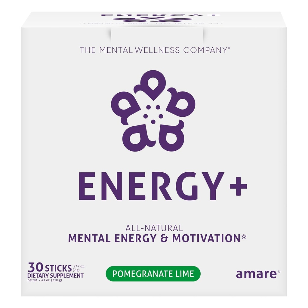 Energía+ Energía mental basada en plantas Bebida de Motivación, Limo Pomegrate, 30 Pegatinas