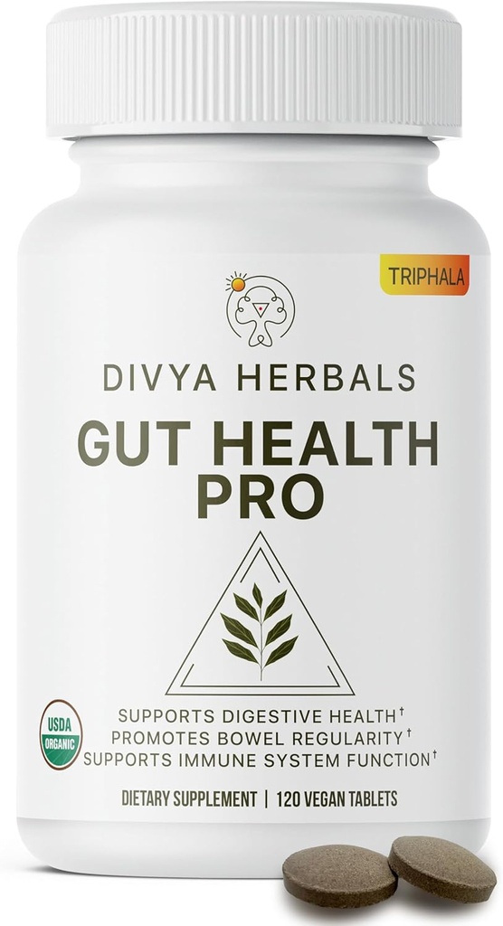 Gut Health Pro - Bloat Relief, Detox &amp; Digestive Support - 100% Puro Suplemento Orgánica Triphala - para Hombres Mujer - Tablas Veganas No Coadas -120Ct