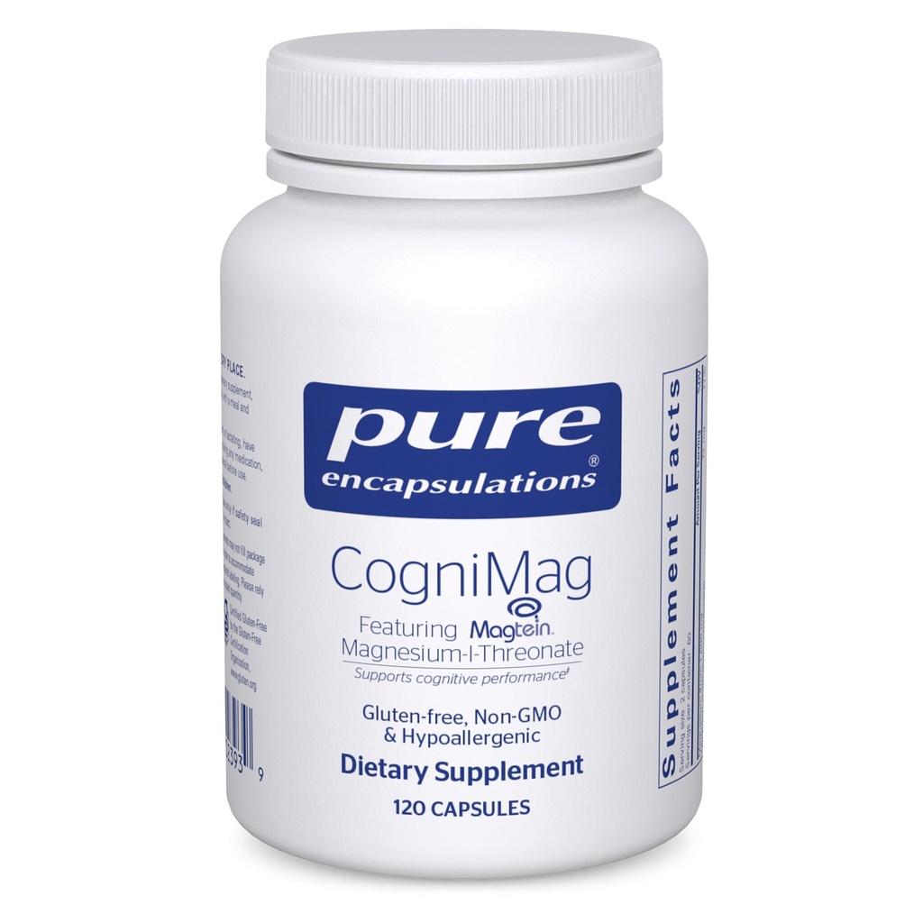 Encapsulaciones puras CogniMag 120's - Magnesium-L-Threonate Supplement - Supports Brain Health & Memory* - Incluye Magtein &amp; Polyphenol Blend - 120 Capsules