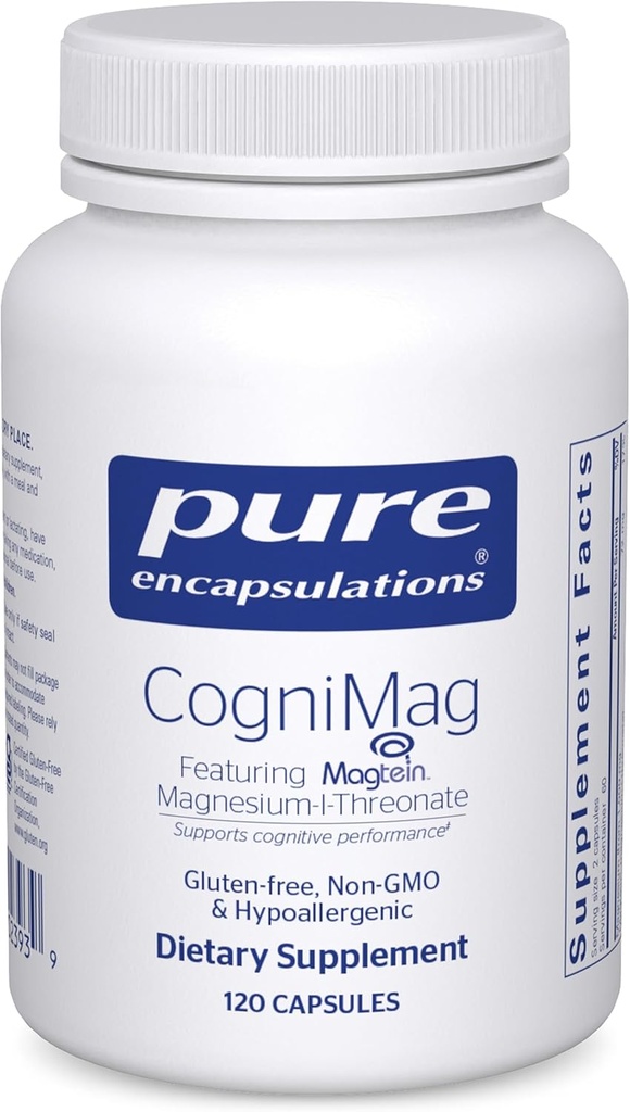 Pure Encapsulations CogniMag 120's - Magnesium-L-Threonate Supplement - Supports Brain Health & Memory* - Includes Magtein & Polyphenol Blend - 120 Capsules