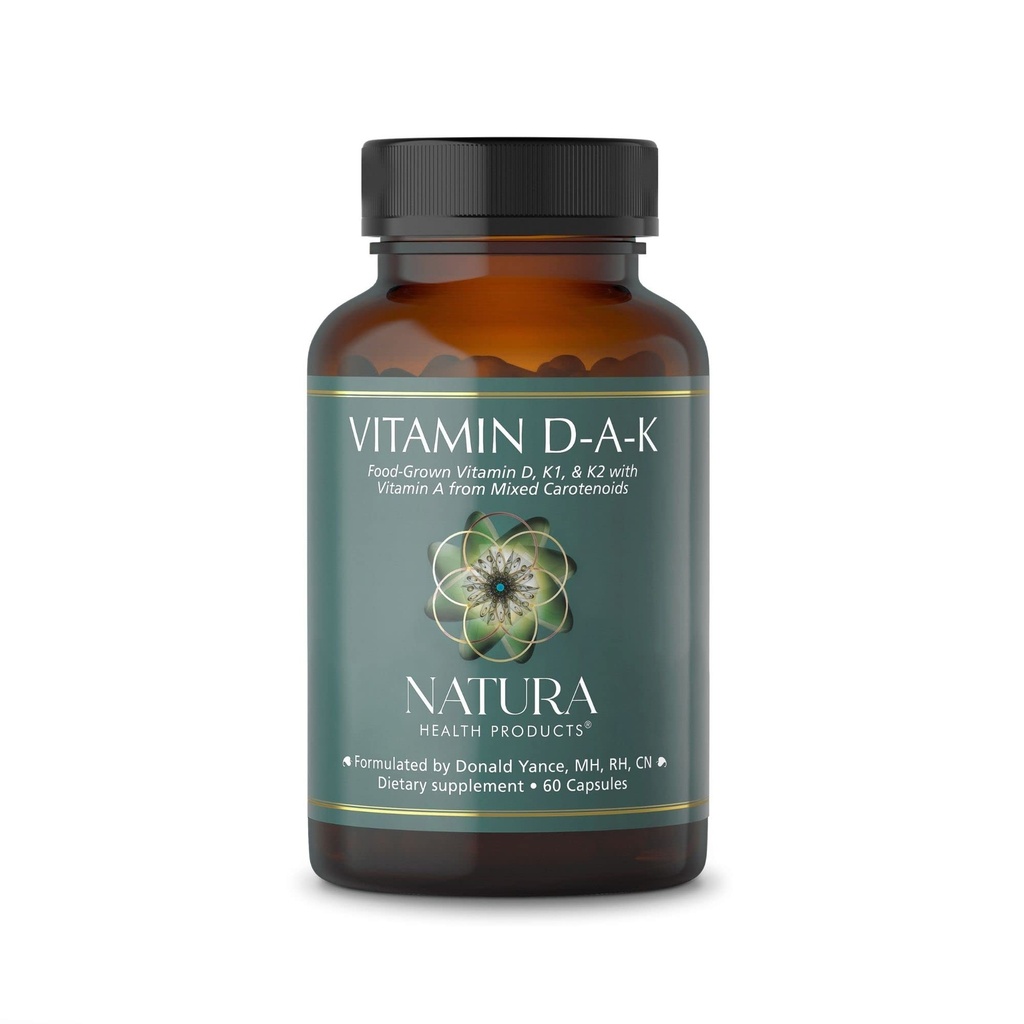 Natura Health Products Vitamina D-A-K Supplement - Supports Healthy Bone, Heart and Vision Function, Featuring Vitamins D3 5000 IU, A 1000 IU, K2 50 mcg, K1 550 mcg, Bioavailable (60 cápsulas)