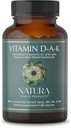 Natura Health Products Vitamina D-A-K Supplement - Supports Healthy Bone, Heart and Vision Function, Featuring Vitamins D3 5000 IU, A 1000 IU, K2 50 mcg, K1 550 mcg, Bioavailable (60 cápsulas)