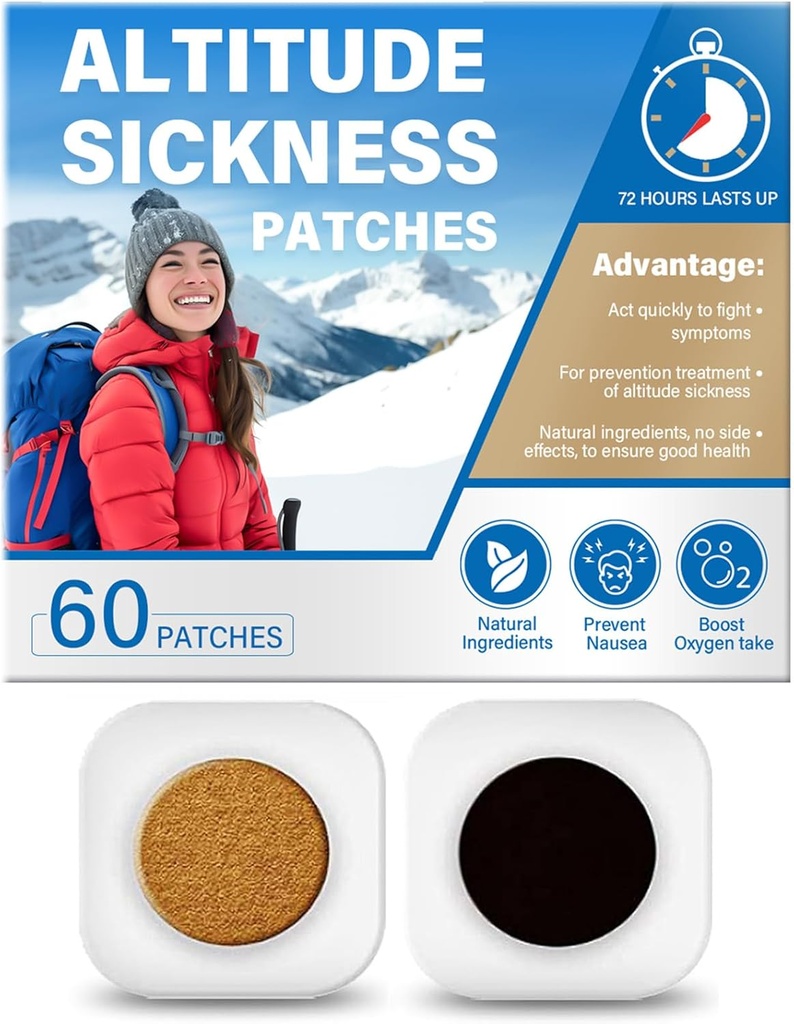 Patches de prevención de la enfermedad de Yasirona Altitud, lucha contra síntomas de enfermedad de alta Altitud, toma de oxígeno, apoya la aclimatación rápida de alta altitud (60 cuenta - paquete de 1))