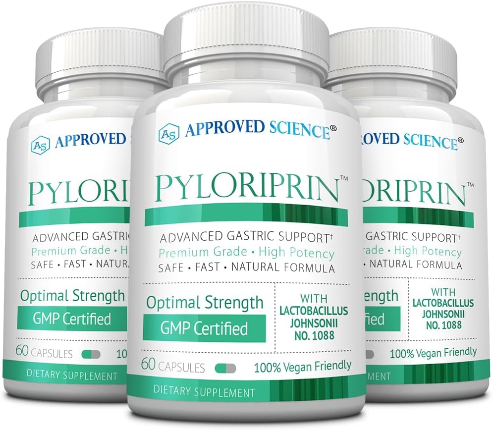 Pyloriprin - Apoyo Digestivo Avanzado para una estomacha saludable - Zinc L-Carnosine, Probiótico, Esprouta de Broccoli, Licorice desgarrada - 180 cápsulas - Tres meses de suministro - Vegan