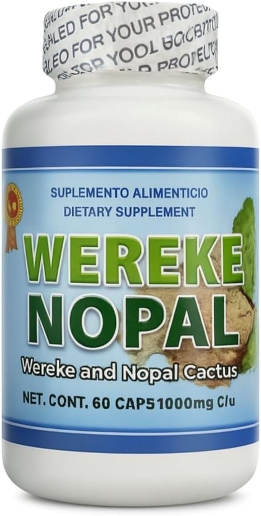 Wereke & Nopal Capsules – 60 Cuentas (1000 mg Cada uno) – Suplemento Natural Herbal – Blend Mexicano Tradicional – Apoya el Bienestar Global – por Lo + Natural