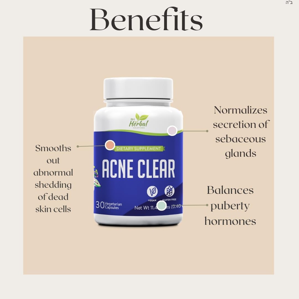 Acne Clear - Pills Acne Clear Skin - Tratamiento del Acné - Limpiar &amp; Detoxificar - Suplementos Anti-Acné para Hombres, Mujeres &amp; Adolescentes - Hormonal y Cístico Acné Pills - 100% Natural Herbal Suplemento