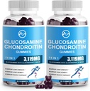 M inch Glucosamine Chondroitin Gummies, 1500mg Glucosamine & 1000mg MSM por Serving, Suplemento de Apoyo Conjunto para Adultos, Elderberry Flavor, 45 Servings(Pack of 2)