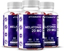 Vitamatic Melatonin 20 mg Gummies for Adults, 30 Servings - 60 Gummies Vegetarianos - Suplemento No-Habit Forming
