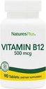 Natures Plus Vitamina B12 (Methylcobalamin) - 500 mcg, 90 Tablets Vegetarianos -High Potency Red Blood Cell Support - Natural Energy Booster, Promotes Global Health - Gluten-Free - 90 Servings