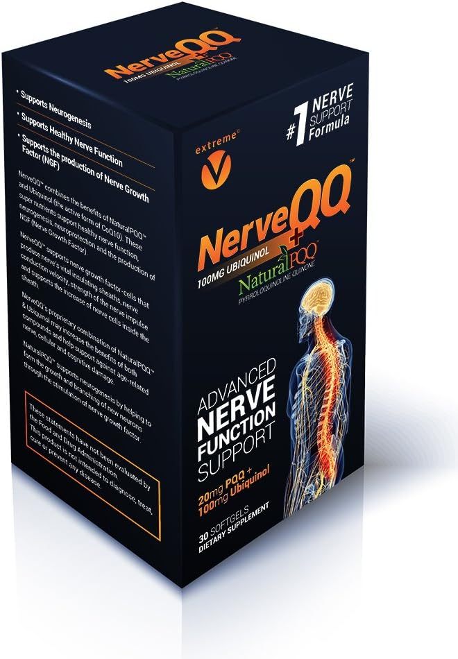 NerveQQ Ultra Advanced Formula Neuropathy Support - #1 Recommended Nerve Growth Factor (NGF) Health and Function. 100 mg de Ubiquinol (QH) Plus Natural PQ 20mg (Vegetarian Softgels)