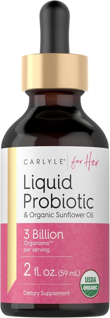 Carlyle Líquido Probiótico para Mujeres TENIDO 2 fl oz TENIDO con Orgánica Aceite de girasol TENIDO 3 Billones Organismos activos TENIDO Suplemento dietético para Su