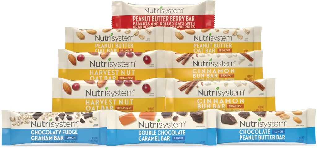 Nutrisystem® Desayuno y almuerzo Bar Variety Pack, ayuda a soportar la pérdida de peso - 10 Condes