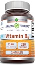 Fórmulas asombrosas Vitamina B6 Piridoxina 25mg 250 Tablets Suplemento No TENIDO Gluten Gratis TENIDO EN USA