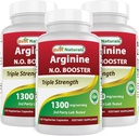 Mejores Naturales L-Arginina NO Booster Triple Fuerza 1300 mg Servir 120 Veg Capsules (120 Cuenta (Pack of 3))