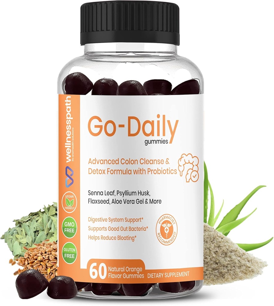 Go-Daily Advanced Colon Cleanse and Detox, Probiotic Gummies for Optimal Gut Health, Laxatives for Constipation and Bloating, 60 Gummies - Wellnesspath Rx and Health Solutions