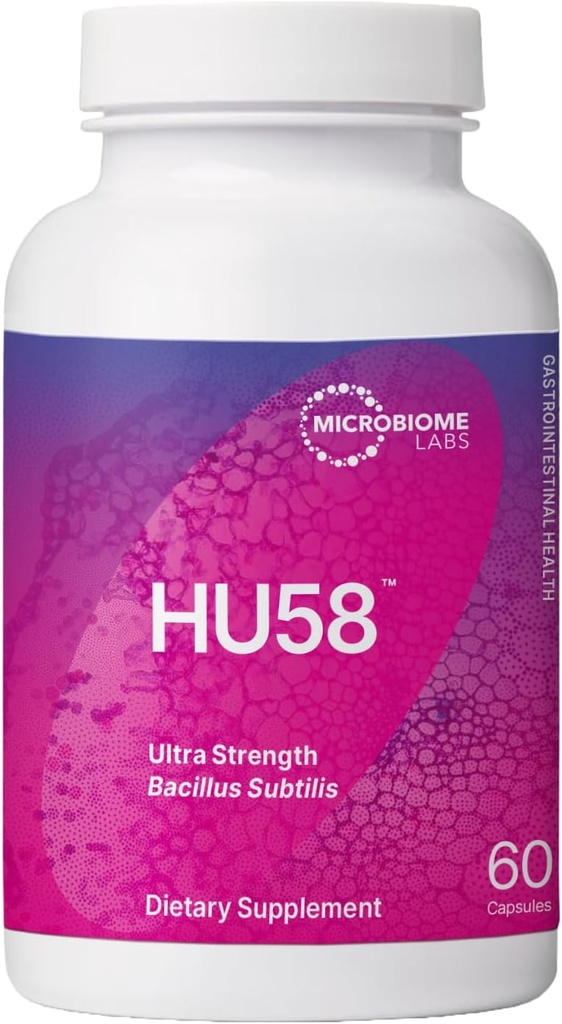Laboratorios de microbioma HU58 Bacillus Subtilis Probióticos para Mujeres y Hombres - Probiótico de esponja de alta potencia para la salud digestiva &amp; apoyo inmunológico - cápsulas diarias con 10 millones de CFU (60 cápsulas)