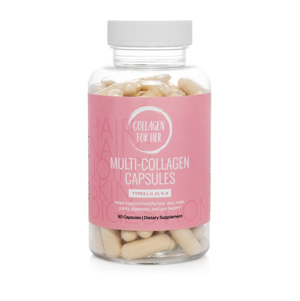 Collagen For her: Multi Collagen Capsules for Women (Types I, II, III, V, X) Hidrolyzed Collagen Peptides, Vitamin Supplement for Hair, Skin, Nails, and Joint Support (90 ct.)