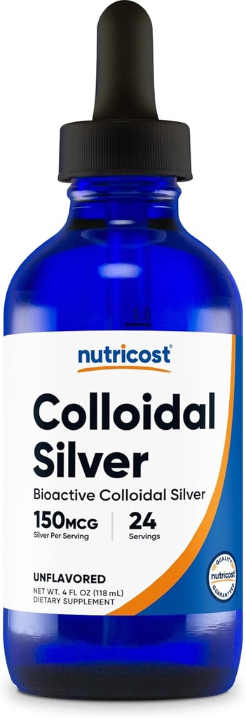 Nutricost Colloidal Silver 4oz - Cobalto Blue Glass Bottles, Bio-Active Colloidal Silver