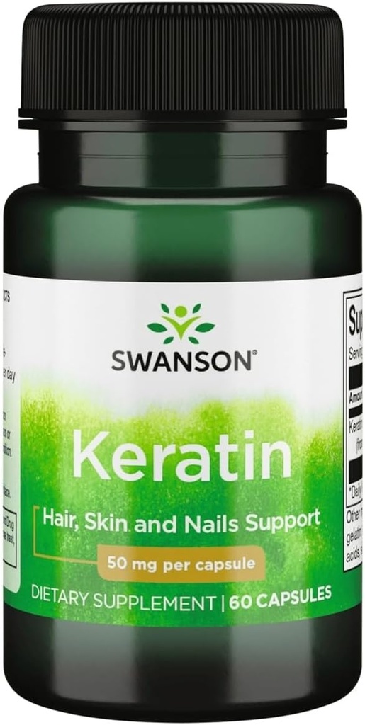 Keratina de Swanson (de lana tibetana) - Suplemento Natural Promoción de Juntas Saludables, Pelo, Piel &amp; Nails - Ayuda Tissues Conectivos Saludables Nourish - (60 cápsulas, 50 mg cada uno)