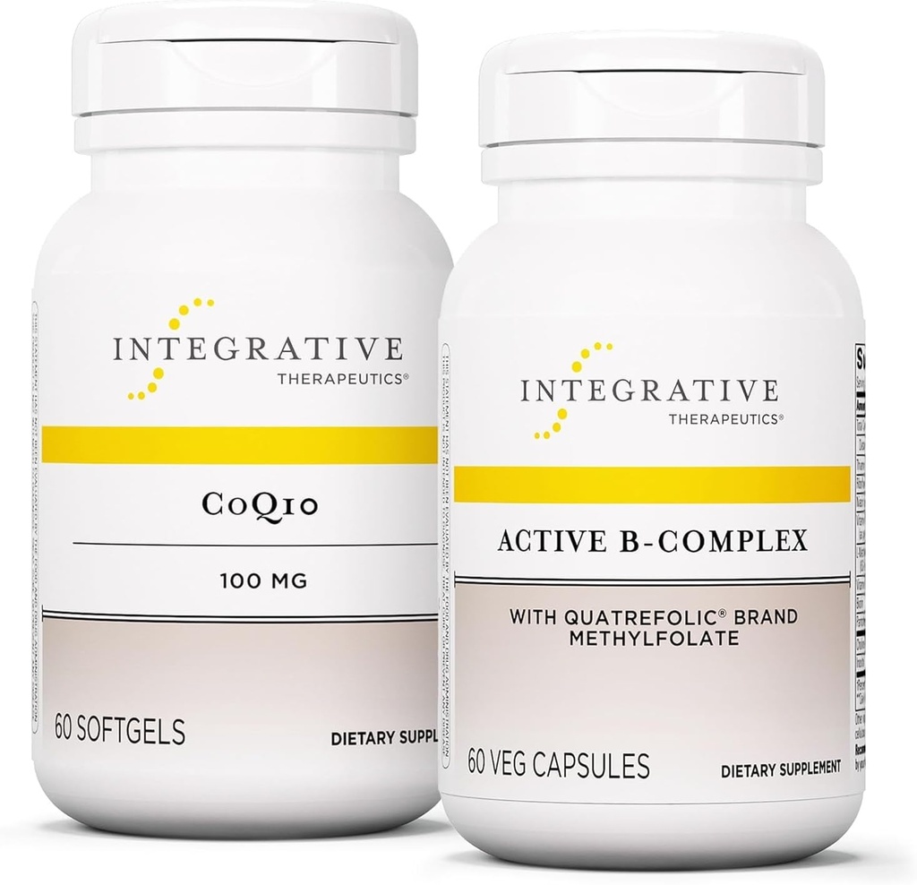 Conjunto de Terapéutica Integrativa con Complejo B Activo, 60 cápsulas " CoQ10 (100mg), 60 Softgels - Complejo B Activo para apoyar el metabolismo energético* - CoQ10 para apoyar la salud cerebral*