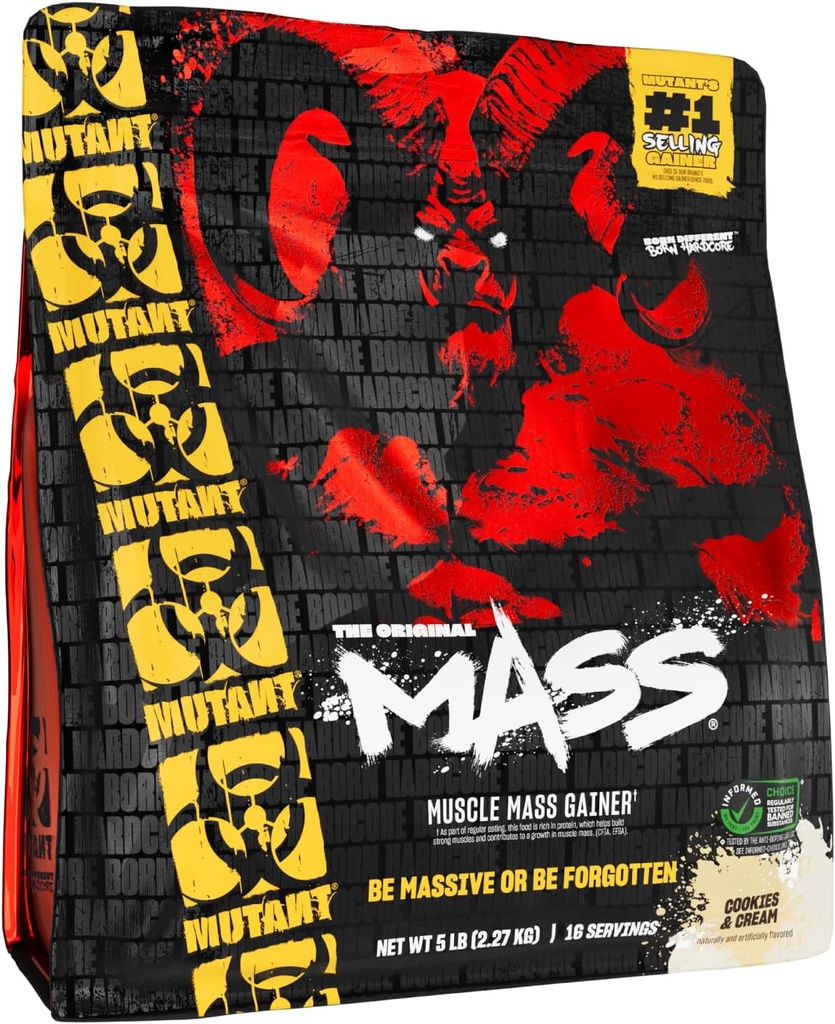 Masa Mutant ← Ganador de Masa de Peso Polvo Proteína - Calorie Protein Powder alto para Ganancia Masiva - Cookies y Crema - 5 Libra