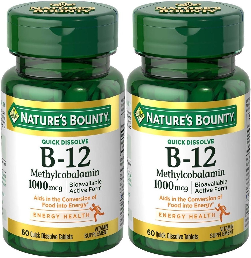 Natures Bounty Methylcobalamin B12 Microlozenge Tablets, 1000 mcg, 120 Conde), 60 Conde (Pack of 2)