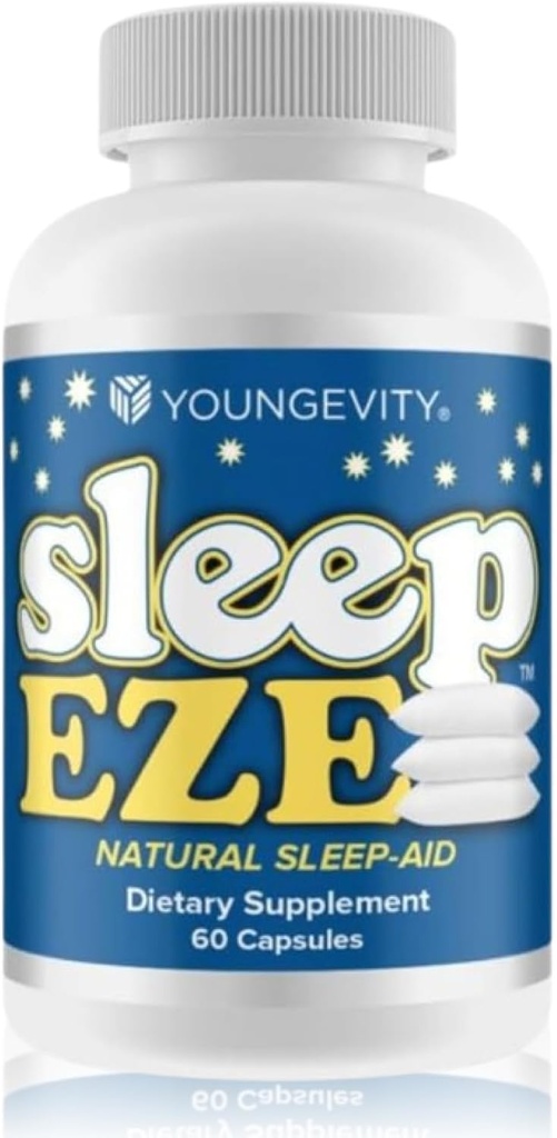 Youngevity Sleep Eze - Natural Sleep Support - Valerian Root, Passion Flower, 5-HTP, Melatonin - Non-Habit Forming - Sleeping Support Suplemento - (60 cápsulas)