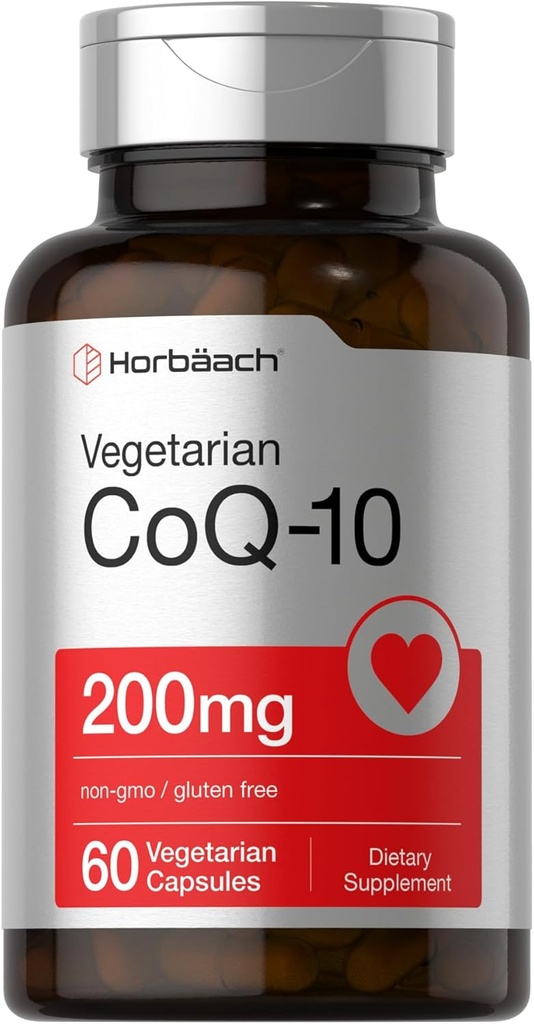 Horbäach CoQ10 200mg Silencio con Black Pepper Extract Silencio 60 Capsules Silencio Vegetariano, No GMO, Gluten Free Supplement