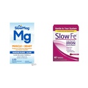 SlowMag Muscle Heart Magnesium Chloride Calcium 120 Cuenta & Lenta Fe 45mg Iron Deficiency Suplemento 60 Cuenta