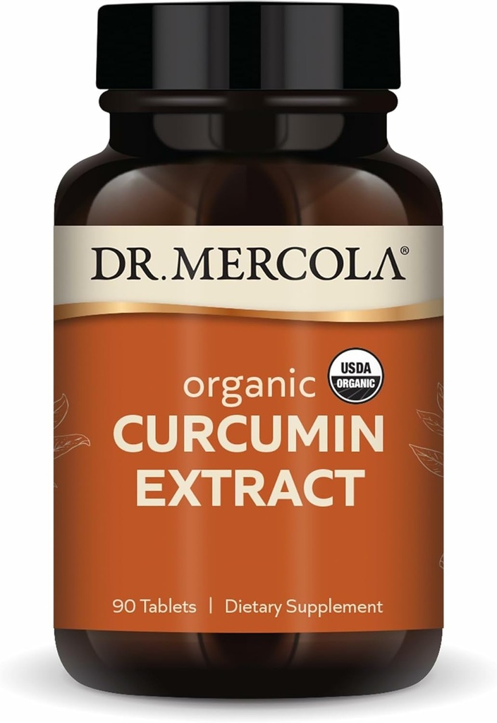 Dr. Mercola Orgánica Curcumina Extracto, 90 Serviciones (90 Tabletas), Suplemento Dietario, No GMO, Certificado USDA Orgánica