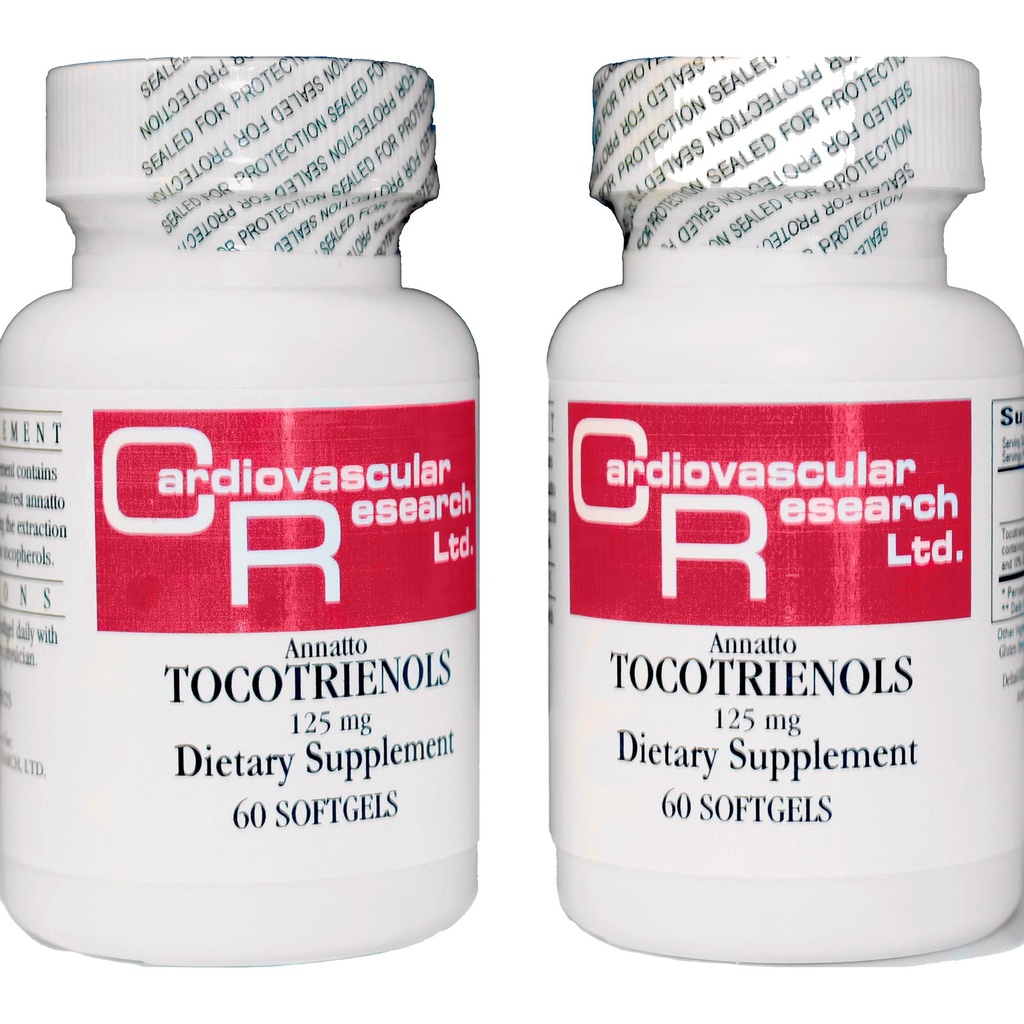 Investigación cardiovascular 120 Softgels 125 mg Vitamina E Annatto Tocotrienols Pure DeltaGOLD, 90% Delta y 10% Gamma, 2 Botellas 60 Gels Soft Cada (ANNATOC)
