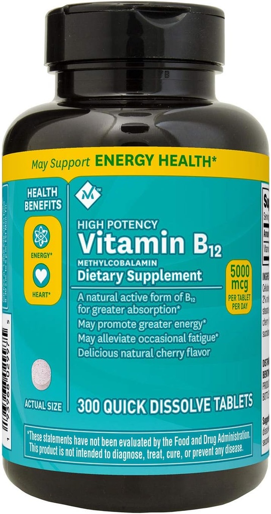 Miembro Marca vitamina B12 metilcobalamina, Suplemento dietético 300 ct.